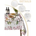 thumbnail image 2 of Spring Floral Table Cloth, Waterproof Tablecloth for Rectangle Tables, Retro Pink Orchid Flowers Leaves Botanical Reusable Washable Fabric Table Cover for Restaurant Kitchen Dining Tables 52"x70", 2 of 9