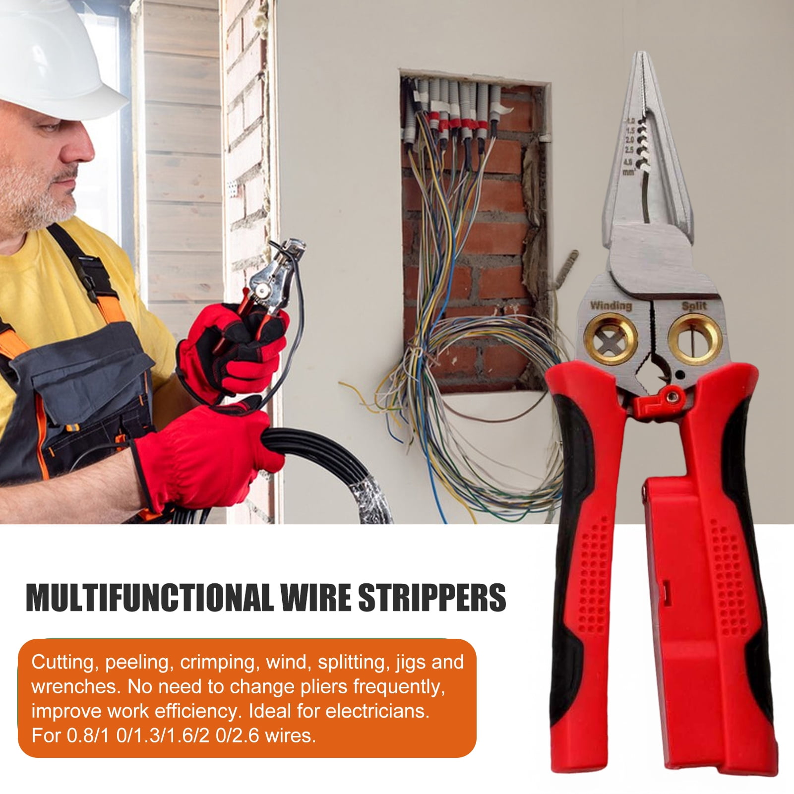 Sylvtty Wire Stripper with Voltage Tester Non Slip Handle Ergonomic Design Multi function Electric Wire Cutter Cable Stripping Tool