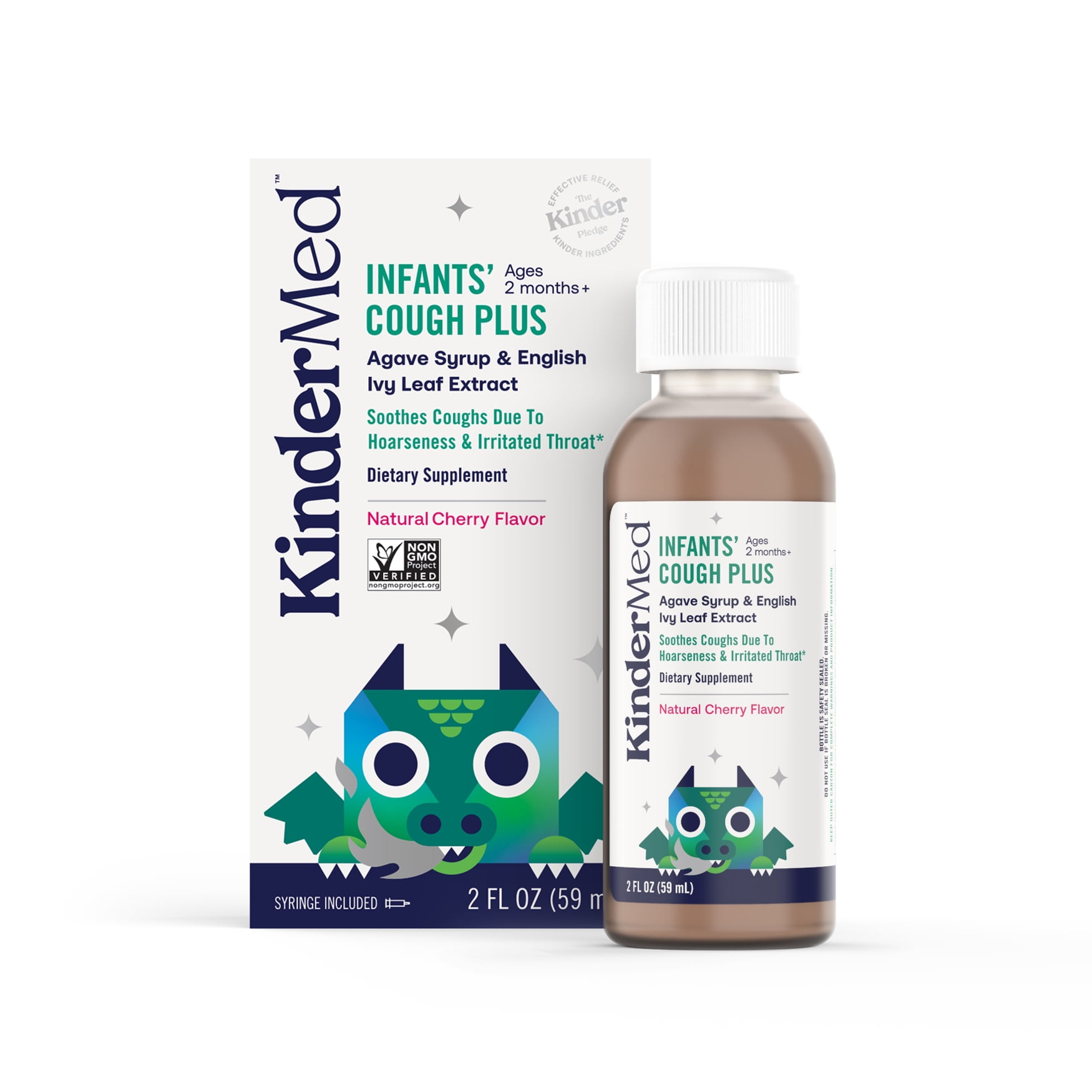 Kinderfarms KinderMed Infants' Cough Plus, Natural Cherry Flavor Syrup, 2 oz (59 ml)