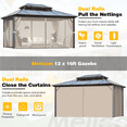 thumbnail image 5 of Hommow 12'x16' Hardtop Gazebo with Polycarbonate Double Roof, Aluminum Frame Outdoor Gazebos with Curtains and Netting for Garden, Lawn and Patio, 5 of 7