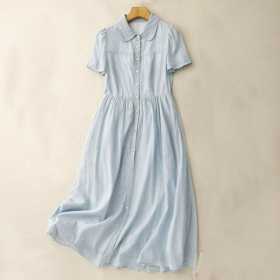 Taylonsss Womens Dress Relaxed Fit Peter Pan Collar Casual Fashion Loose Boho Everyday Casual Style