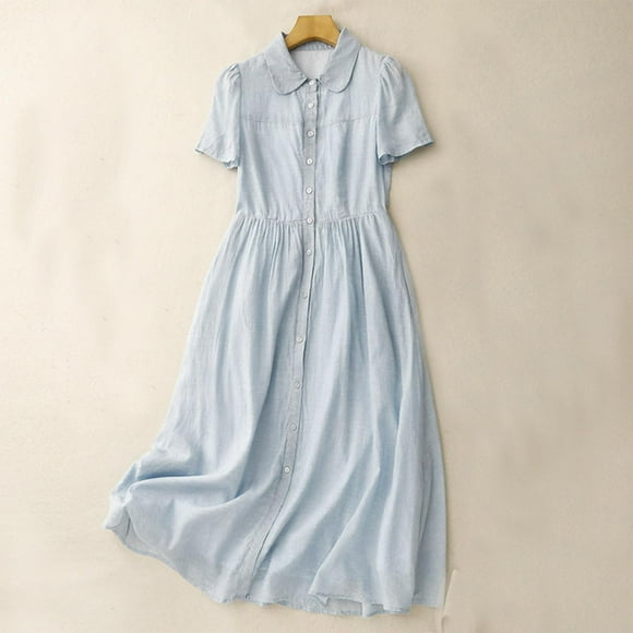 Taylonsss Womens Dress Relaxed Fit Peter Pan Collar Casual Fashion Loose Boho Everyday Casual Style