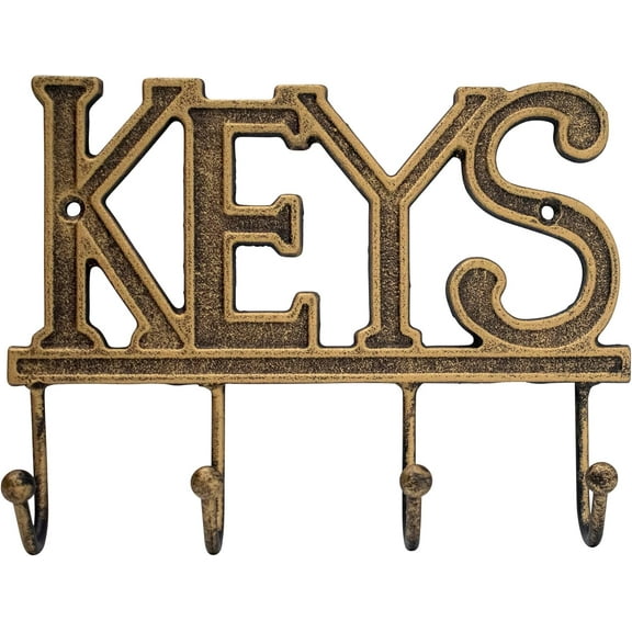 Cast Iron Keys Holder with 4 Key for Wall Mount (Antique Gold)