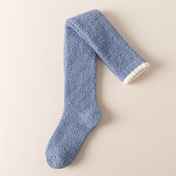Calcetines de mujer con caña sólida, gruesos, para dormir en casa, cálidos, de dacrón
