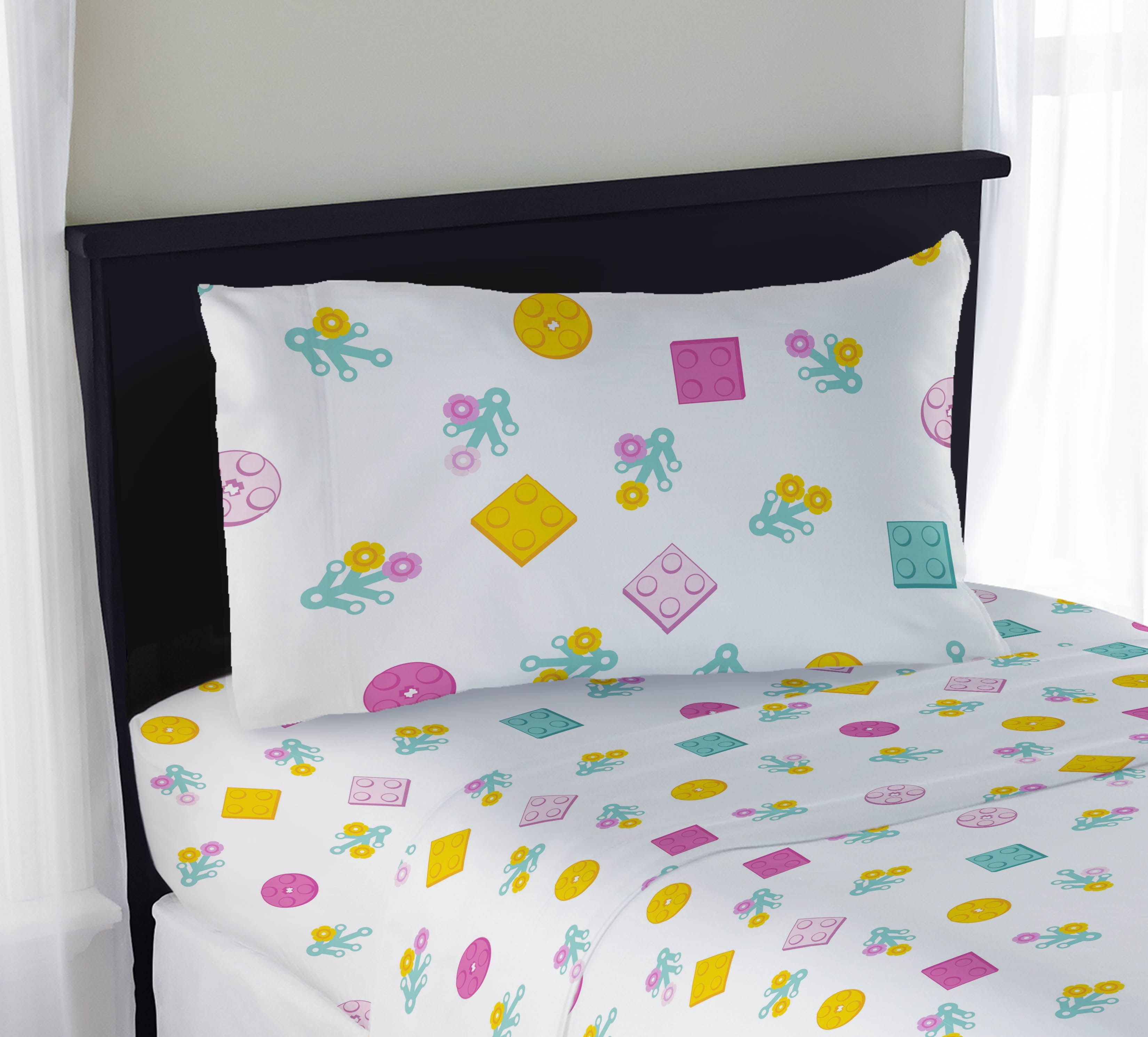 LEGO® Floral(s) Kids 3 Piece White Bed Sheet Set, Twin