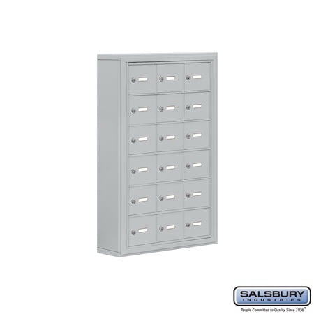 Salsbury Industries 19065-18ASK Cell Phone Storage Locker - 6 Door High Unit (5 Inch Deep Compartments) - 18 A Doors - Aluminum - Surface Mounted - Master Keyed Locks