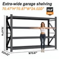 thumbnail image 4 of 3Sets Garage Shelving Units,71" Wide Heavy Duty 4-Tier Metal Storage Shelf with Adjustable Shelves,4000lb Capacity Industrial Shelving for Garage Organization,Basement Storage,WorkshopWarehouse, 4 of 7