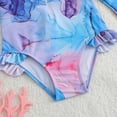 thumbnail image 7 of REDARER Girls 1 Piece Watercolor Rash Guard Swimsuit Long Sleeve Front Zipper with Ruffled Hem UPF 50+,7-8 Years, 7 of 7