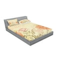 thumbnail image 2 of Ambesonne Vintage Fitted Sheet & Pillow Sham Set, Grunge Retro Flowers, Full, Cream Pink, 2 of 2