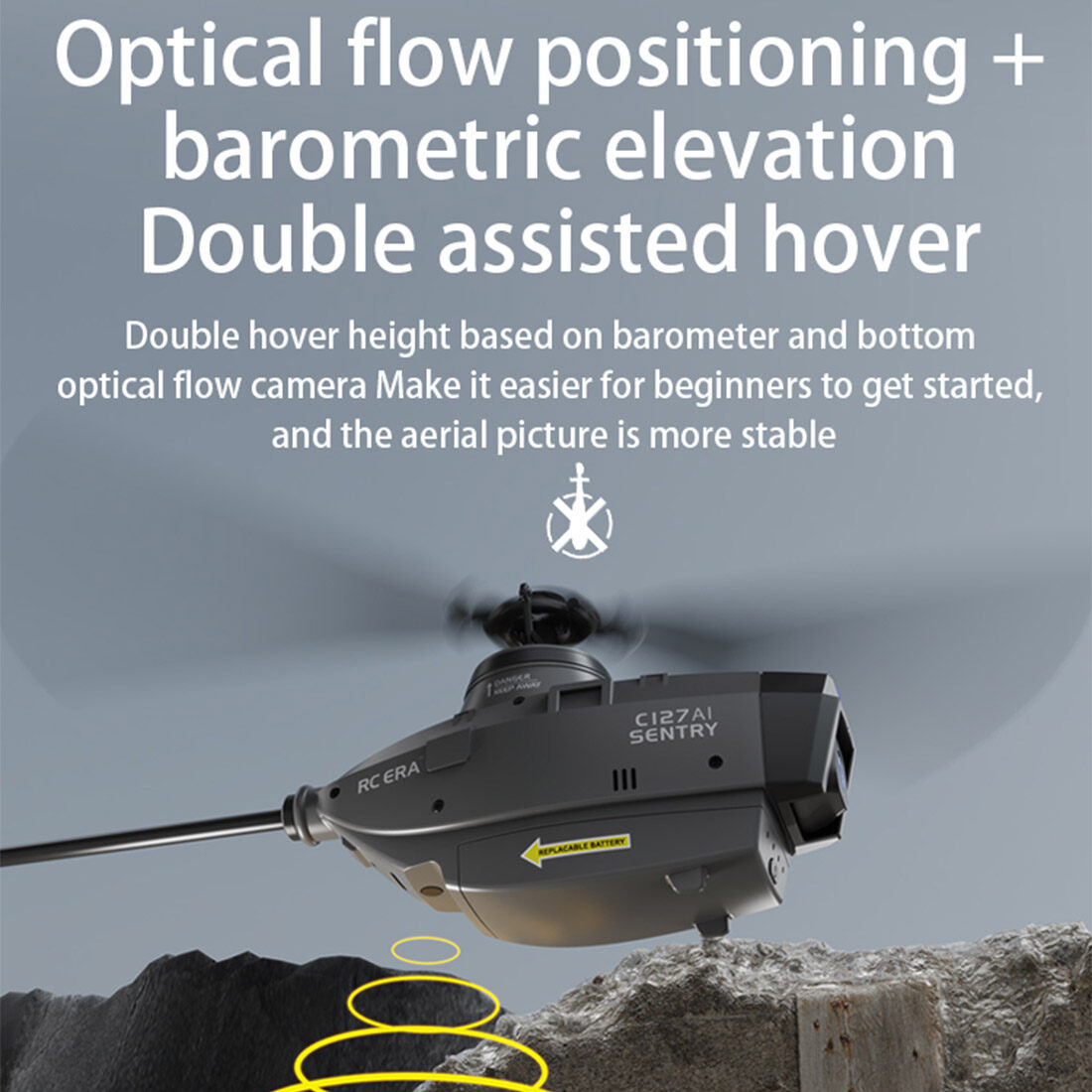 C127AI Remote Control Helicopter, 2.4G 4CH Single-Rotor Brushless RC Helicopter with 1080P Camera, 5G Image Transmission, RTF Scout Drone Helicopters for Adults