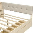 thumbnail image 4 of Cream Full Size Wood Platform Bed With Upholstered Headboard, Storage, Charging & Drawers Feature Padded Headboard In, 4 of 6