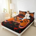 thumbnail image 4 of Feelyou Orange Game Controller Bed Sheets for Kids, Futuristic Honeycomb King Sheets, Gaming Gamer Gamepad Sheet Set, Lightweight Room Decor, 4pcs, 4 of 7