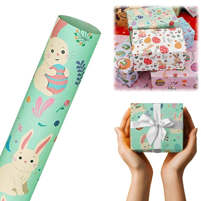 Jkkant Easter Wrapping Paper Sheets - Spring Pattern Gift Wrap for Birthday, Holiday, Crafts, and Bouquets