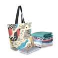 thumbnail image 2 of FORMRS Womens Canvas Tote Bag with Zipper Inner Pocket Shoulder Handbag, Blue Retro Print, 2 of 7
