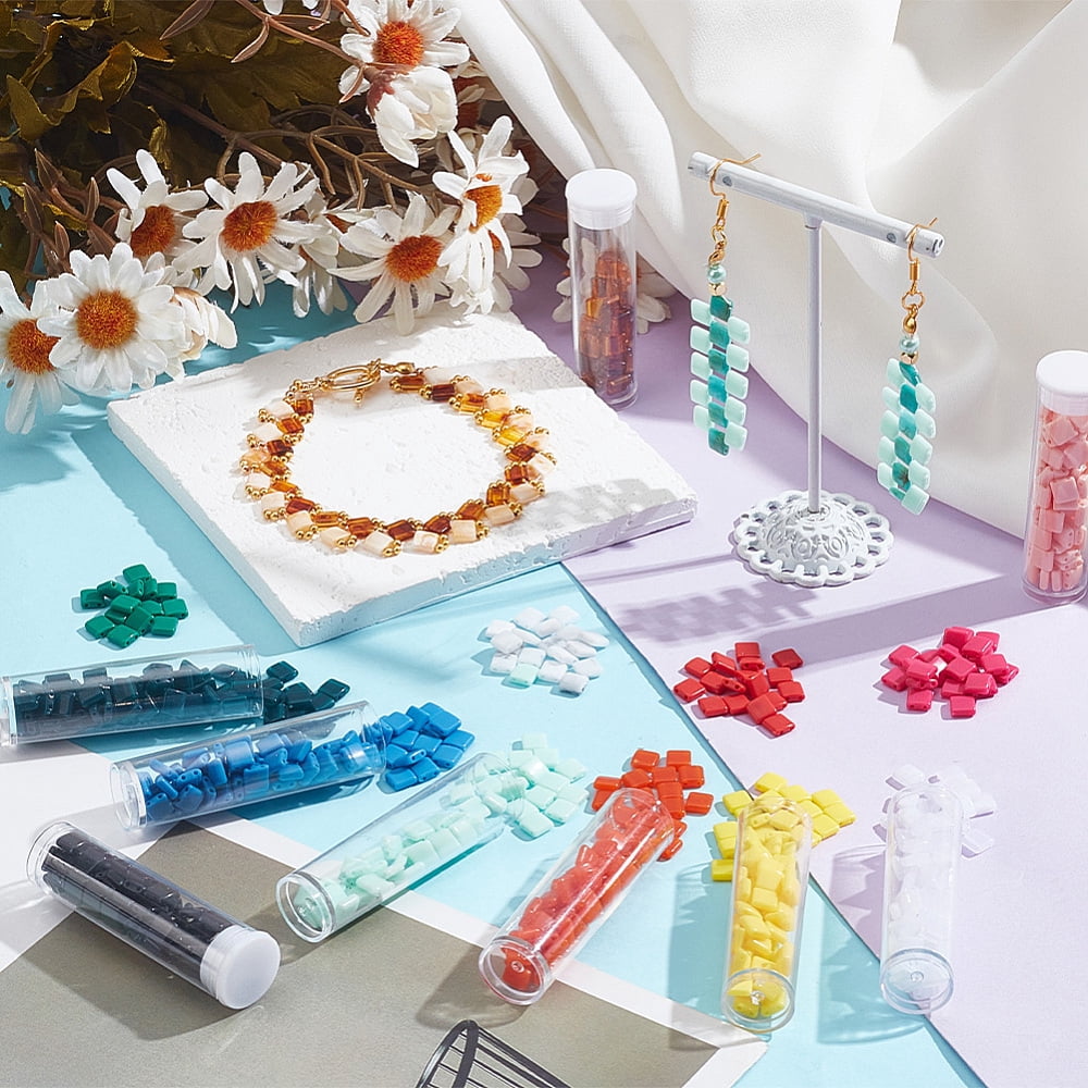1120Pcs 16 Colors Opaque Acrylic Slide Charms Square Mixed Color 5.2x5.2x2mm Hole: 0.8mm 70pcs/color diy