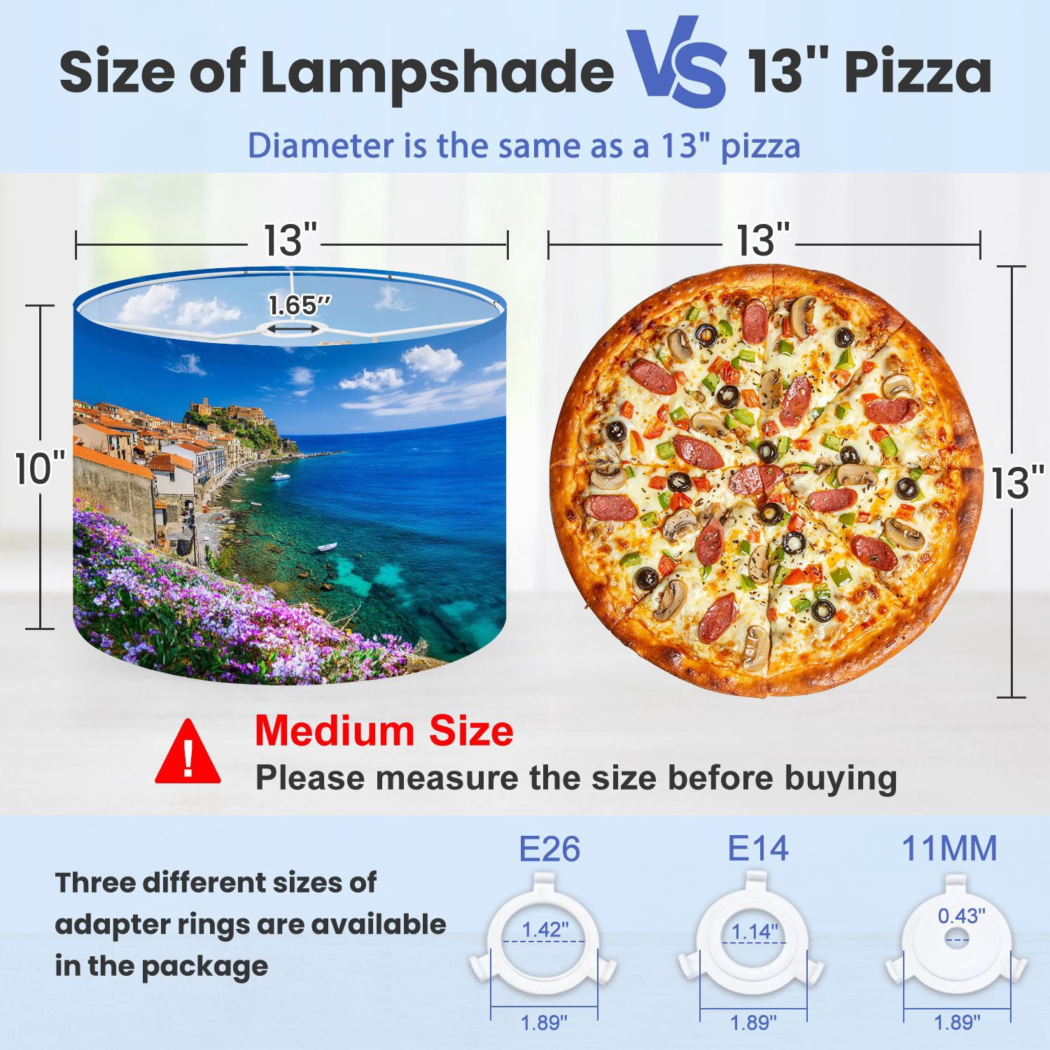 Beach Lampshades 2 Pack Beautiful coastal town Scilla Calabria Italy 13"x13"x10" Light Shade for Table Lamps Floor Lamps Drum Lamp Shades Lampshade Replacement Easy Assembly