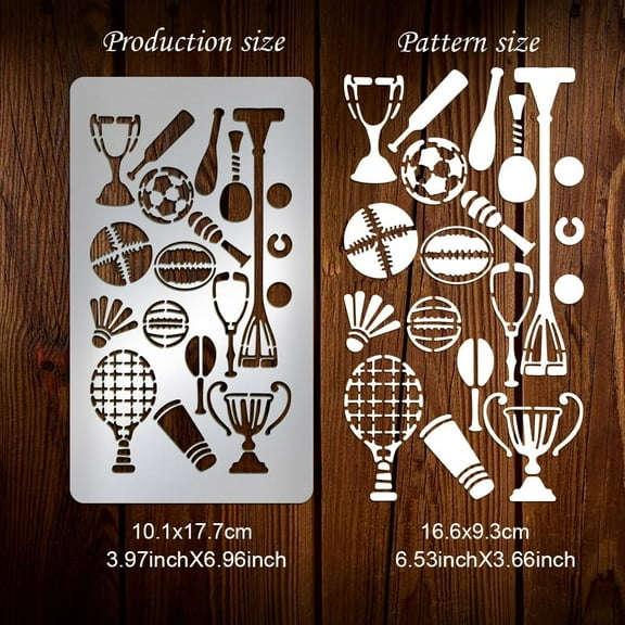 1pc 1pcs Metal Stencil Sport Ball Stencil Stainless Steel Painting Stencils Football Baseball Stencil Templates Stencils for Journaling Stencils for Wood Carving Drawing Engraving Scrapbooking