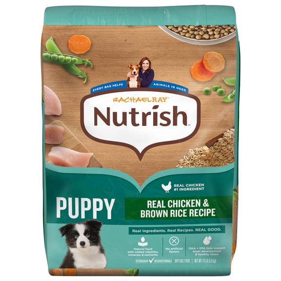 Rachael Ray Nutrish Dry Dog Food Puppy, Real Chicken & Brown Rice Recipe, 13 lb.