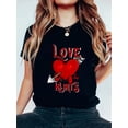 thumbnail image 1 of Cupid Arrow Love Hurts Valentines Day T-Shirt Graphic Print, Round Neck, Short Sleeves, Stretch FabrCamisetas para mujer, lindas camisetas con estampado gráfico, de manga corta, estilo casual, para ve, 1 of 7
