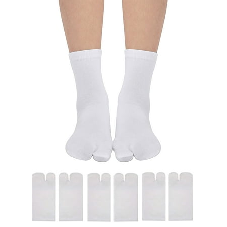 

Women / Men Japanese Unisex Kimono Flip Flop Sandal Split Sock Two Fingers Walking Cotton Crew Finger Socks For Running Athletic 3 Pack