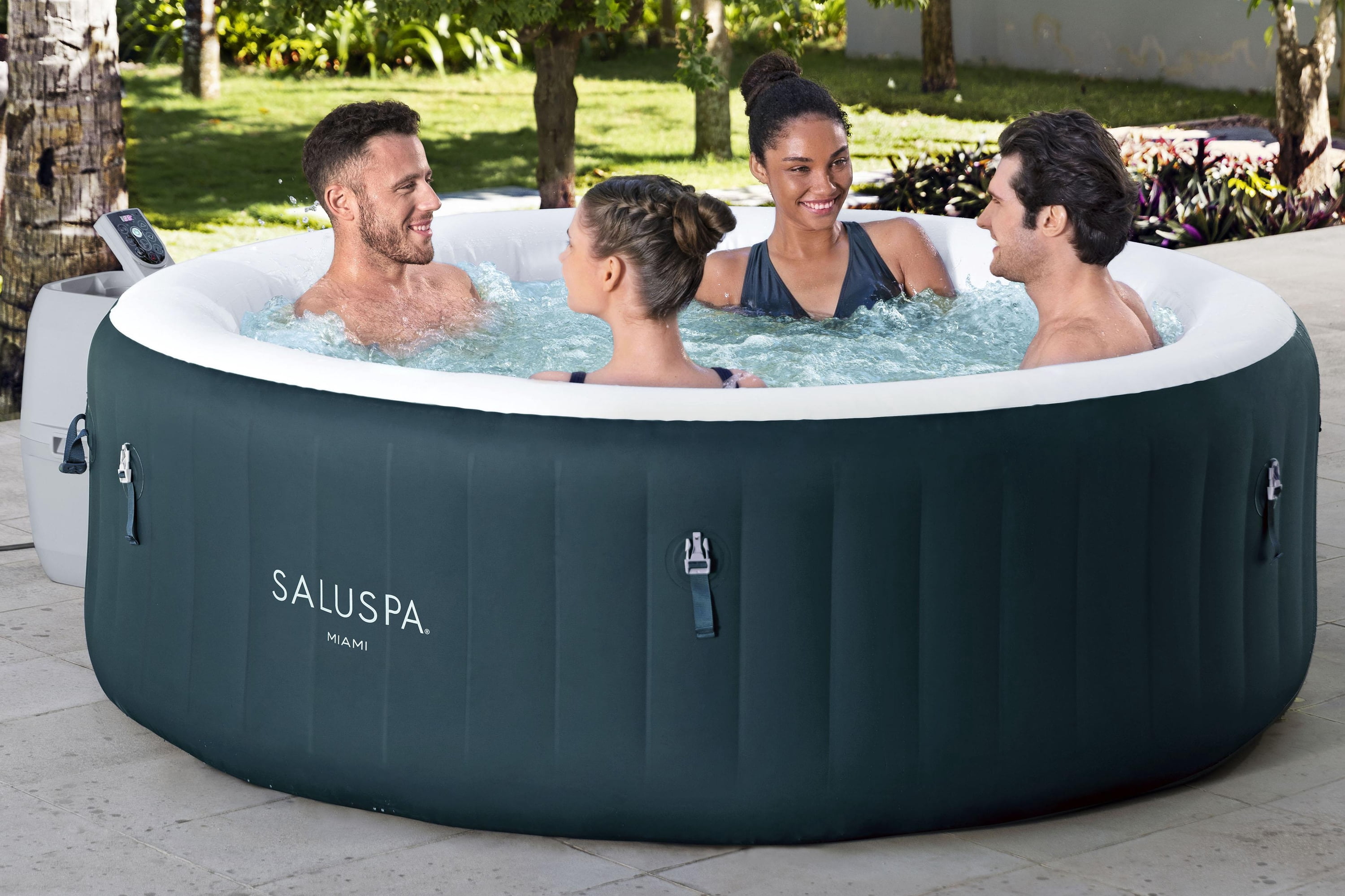 Bestway SaluSpa Miami 4-6 Person Inflatable Hot Tub, Round Energy-Efficient Spa, 77"x26"