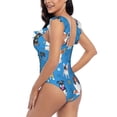 thumbnail image 5 of Yiaed Cute Dogs Print Women's Ruffled One Piece Swimsuit V Neck Swimwear Slimming Monokini for Woman-X-Large, 5 of 8