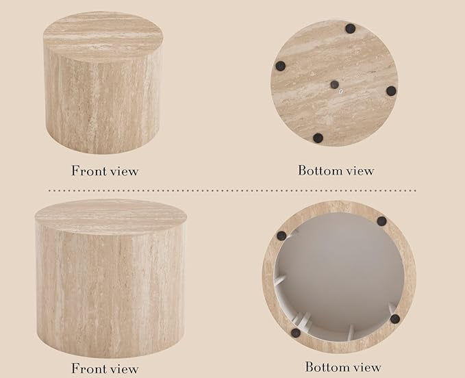 Guyou Nest Coffee Table Set of 2, Modern Wooden Round Coffee Table with Small End Table, Circle Accent Side Table for Living Room Bedroom Balcony, Natural