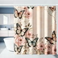 thumbnail image 2 of Butterfly Shower Curtain, 1 Itembutterfly Shower Curtains for Bathroom, Pink Butterfly Floral Shower Curtain, Waterproof Polyester Insulated Home Decor, 2 of 5