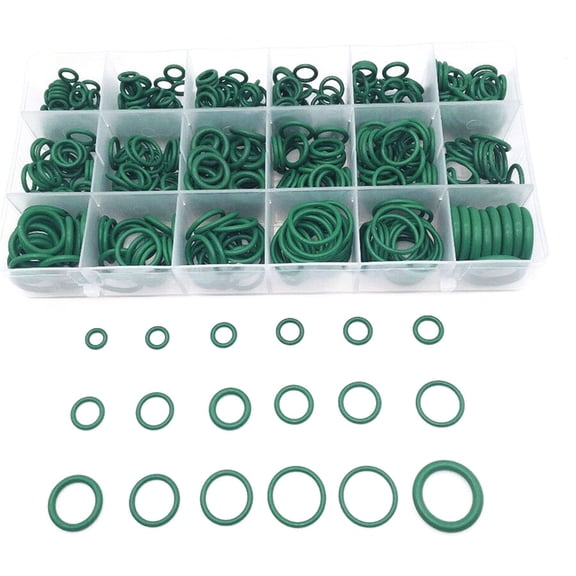 530pcs HNBR O-Ring Assortment Kit, Green A/C System O-Ring & Washer Seal Set for Automotive Repair & Maintenance
