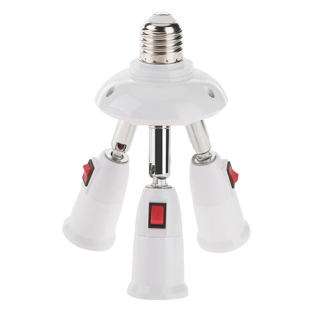 Encendiendo Lámpara Divisor E27 Base de de 3 cabezas Adaptador de soporte de luz LED ajustable Zócalo