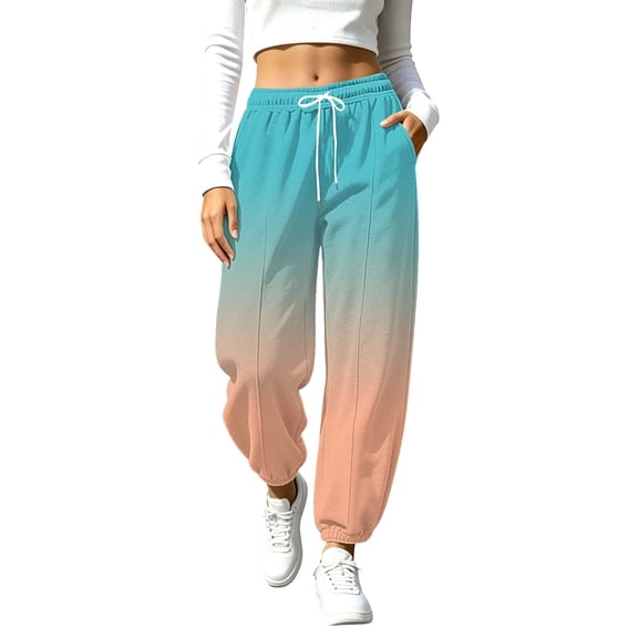 Squevariel Womens Gradient Sweatpants Drawstring Joggers Loose Fit Casual Trousers Gradient Lounge Pants with Pockets
