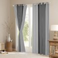 thumbnail image 3 of Homewish Geometric Striped Black Out Curtains,Modern Minimalist Lines Curtains Pack of 2 (42x63 Each),Gray Black Bedroom Curtains For Girls Kids,Luxury Bedroom Decor, 3 of 6