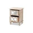 thumbnail image 2 of Celia Transitional Rustic French Country White-Washed Wood and Mirror 2-Drawer Quatrefoil Nightstand, 2 of 5