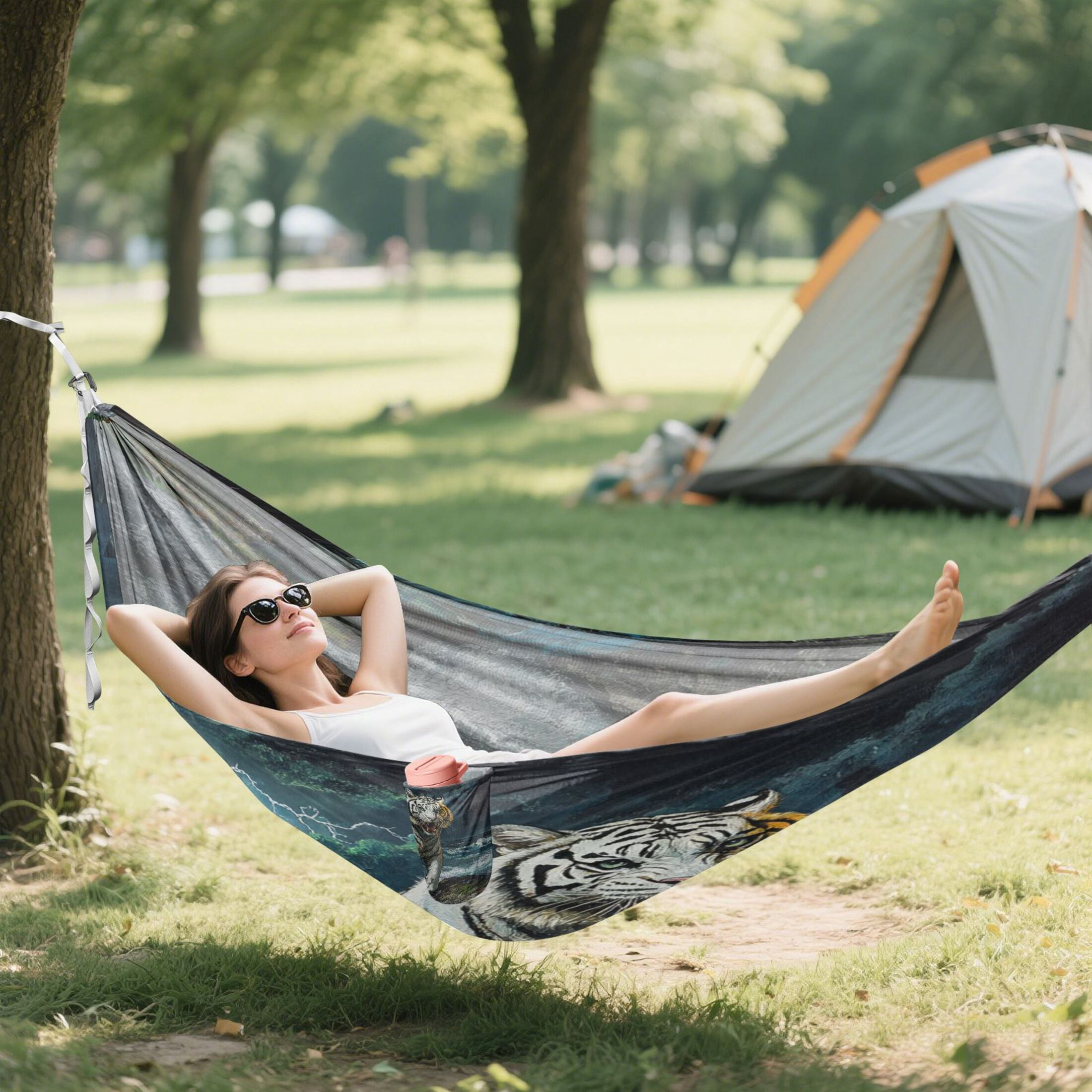 Hammock Camping Hammock Nylon Portable Hammock Travel Camping Hammock The Tiger by The Sea