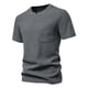 thumbnail image 1 of Camiseta informal de cuello en V para hombre: color liso con bolsillos, diseño moderno, tejido de poliéster, tallas S-XXL para uso diario., 1 of 8