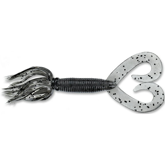 Yamamoto Double Tail Hula Grub 5" Smoke/Lg Black Flake