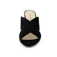 thumbnail image 6 of BLISSFUL STEP Women's Sandals Block Heels Crisscross Strap Mules Slide Sandals Black 8, 6 of 8