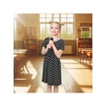 thumbnail image 2 of Sunny Fashion Polka Dot Dress For Girls Short Sleeve V-Neck Knee Length Black With White Dots Retro Casual Summer Daily 3 Years, 2 of 6