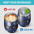 thumbnail image 4 of 12oz Stemless Wine Tumblers Blue Christmas Snowflake Pattern Vacuum Insulated Stainless Steel Travel Tumbler Cups Mug with Lid and Straw for Champaign,Cocktail,Beer with Cleaning Brush, 4 of 5