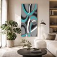 thumbnail image 2 of Canvas Wall Art, Turquoise Geometric Framed Canvas Prints for Living Room Bedroom, Grey Classic Abstract Lines Striped Gallery Wrapped Wall Decor for Home Office, Gifts, 40"x60" Ship Next Day, 2 of 9