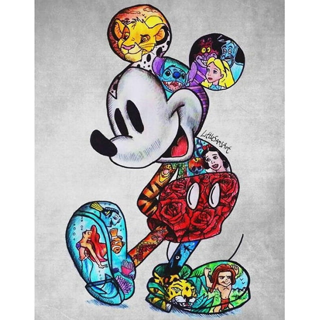 Diy Diamond Painting, Mickey Mouse de dibujos animados, adecuado para decorar las paredes del hogar JFHHH pequeña
