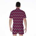 thumbnail image 2 of Hot Pink And Black Chevron Pattern Short Sleeve Men'S Rompers, Chevron Wave Casual Summer Jumpsuits Outfit, 2 of 4