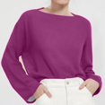 thumbnail image 2 of SNKSDGM Easter Shirts Summer Tops Plus Size Women Trendy Spring And Summer New Female Thin Large Round Neck Trumpet Sleeve Knitted T Shirt Tops for Women Trendy Summer 3/4 Sleeves, 2 of 4