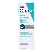 CeraVe Acne Foaming Cream Cleanser with 4% Benzoyl Peroxide for Face, 5 oz