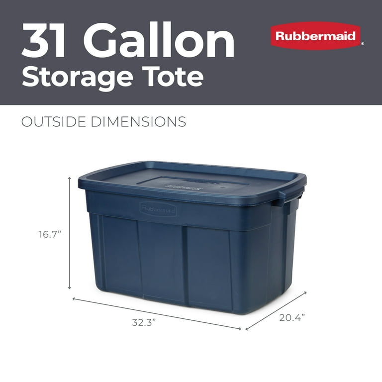 Rubbermaid Roughneck 31 Gallon Storage Box Tote, Dark Indigo