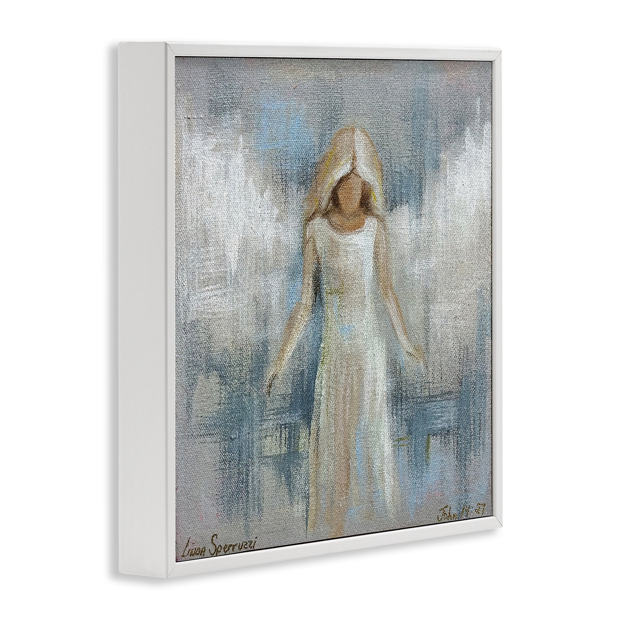 Stupell Industries Ethereal Peace Angel White Framed Giclee Art, design by Linda Sperruzzi