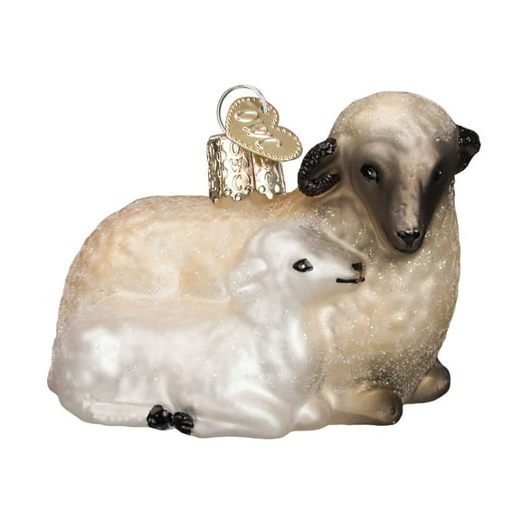 Old World Christmas Spiritual Gifts Glass Blown Ornaments for Christmas Tree Sheep with Lamb
