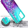 thumbnail image 4 of Nagebee Case for Samsung Galaxy A12 5G with Tempered Glass Screen Protector (Full Coverage), Sparkle Glitter Liquid Bling Diamond [Ring Holder & Wrist Strap] Women Girls Cute Case (Aqua/Purple), 4 of 7