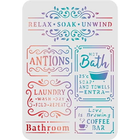 1 pc Large Plastic Reusable Drawing Painting Stencils Templates for Painting on Scrapbook Fabric Tiles Floor Furniture Wood Word for Handmade
