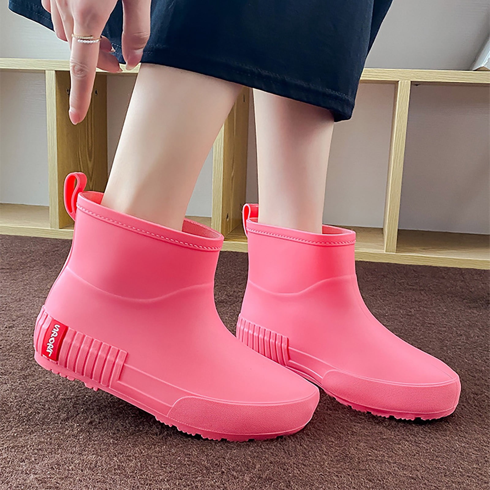 IUJSOY Women's Ankle Rain Boots Rubber Fishing Deck Boots Anti-Slip Short Waterproof Shoes Outdoor